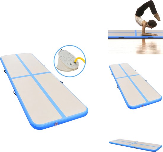 vidaXL Gymnastiekmat - Gymnastiekmatten - Sportmat - Sportmatten - Gymnastiekmat met pomp opblaasbaar 400x100x10 cm PVC blauw van Merkloos