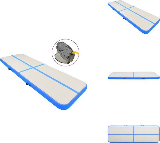 vidaXL Gymnastiekmat - Gymnastiekmatten - Sportmat - Sportmatten - Gymnastiekmat met pomp opblaasbaar 400x100x20 cm PVC blauw van Merkloos