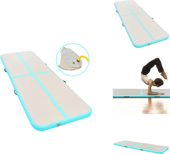 vidaXL Gymnastiekmat - Gymnastiekmatten - Sportmat - Sportmatten - Gymnastiekmat met pomp opblaasbaar 500x100x10 cm PVC groen