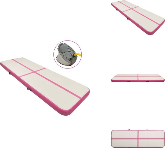 vidaXL Gymnastiekmat - Gymnastiekmatten - Sportmat - Sportmatten - Gymnastiekmat met pomp opblaasbaar 500x100x20 cm PVC roze
