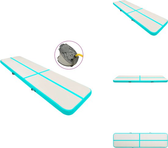 vidaXL Gymnastiekmat - Gymnastiekmatten - Sportmat - Sportmatten - Gymnastiekmat met pomp opblaasbaar 600x100x20 cm PVC groen