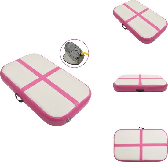 vidaXL Gymnastiekmat - Gymnastiekmatten - Sportmat - Sportmatten - Gymnastiekmat met pomp opblaasbaar 60x100x10 cm PVC roze