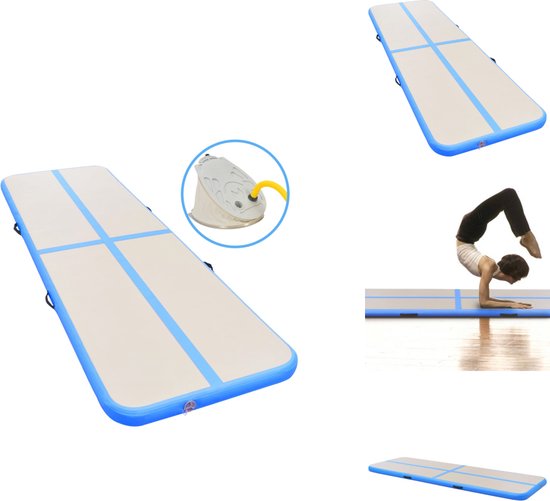 vidaXL Gymnastiekmat - Gymnastiekmatten - Sportmat - Sportmatten - Gymnastiekmat met pomp opblaasbaar 700x100x10 cm PVC blauw