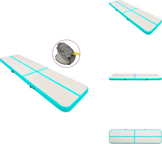 vidaXL Gymnastiekmat - Gymnastiekmatten - Sportmat - Sportmatten - Gymnastiekmat met pomp opblaasbaar 700x100x15 cm PVC groen
