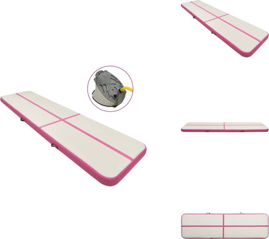 vidaXL Gymnastiekmat - Gymnastiekmatten - Sportmat - Sportmatten - Gymnastiekmat met pomp opblaasbaar 700x100x15 cm PVC roze