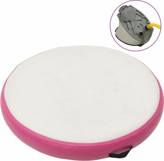vidaXL - Gymnastiekmat - met - pomp - opblaasbaar - 100x100x10 - cm - PVC - roze