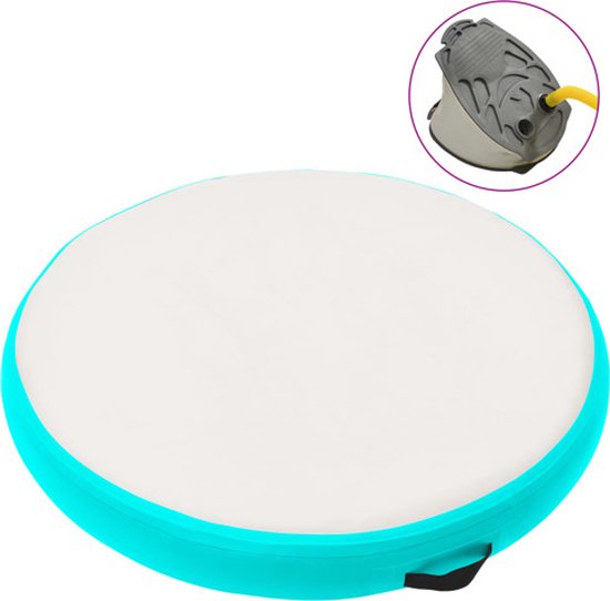 vidaXL - Gymnastiekmat - met - pomp - opblaasbaar - 100x100x20 - cm - PVC - groen