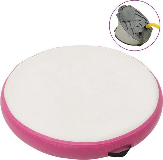 vidaXL - Gymnastiekmat - met - pomp - opblaasbaar - 100x100x20 - cm - PVC - roze