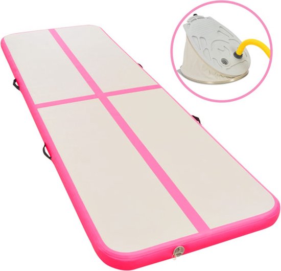 vidaXL - Gymnastiekmat - met - pomp - opblaasbaar - 500x100x10 - cm - PVC - roze