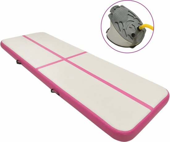 vidaXL - Gymnastiekmat - met - pomp - opblaasbaar - 500x100x15 - cm - PVC - roze van VidaXL
