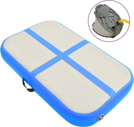 vidaXL - Gymnastiekmat - met - pomp - opblaasbaar - 60x100x10 - cm - PVC - blauw van VidaXL
