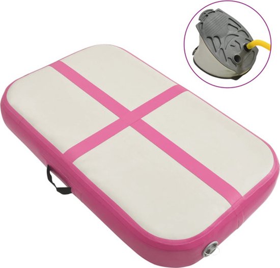vidaXL - Gymnastiekmat - met - pomp - opblaasbaar - 60x100x10 - cm - PVC - roze van Merkloos