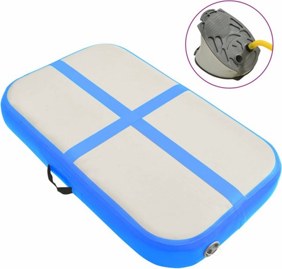 vidaXL - Gymnastiekmat - met - pomp - opblaasbaar - 60x100x20 - cm - PVC - blauw
