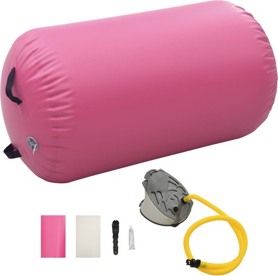 vidaXL - Gymnastiekrol - met - pomp - opblaasbaar - 100x60 - cm - PVC - roze van vidaXL