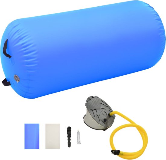 vidaXL - Gymnastiekrol - met - pomp - opblaasbaar - 120x75 - cm - PVC - blauw van vidaXL