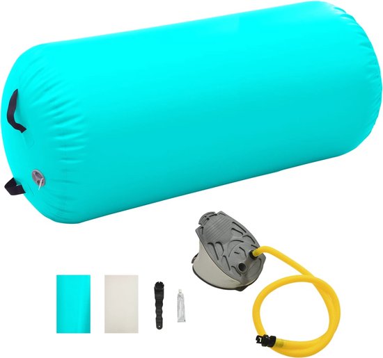 vidaXL - Gymnastiekrol - met - pomp - opblaasbaar - 120x75 - cm - PVC - groen van Merkloos