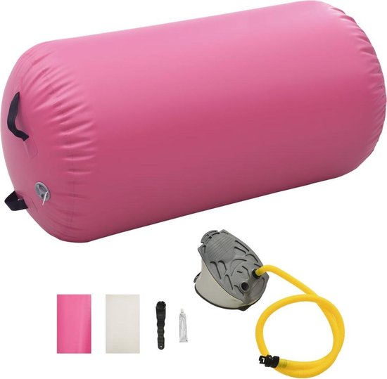 vidaXL - Gymnastiekrol - met - pomp - opblaasbaar - 120x75 - cm - PVC - roze van Merkloos