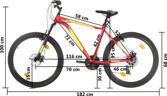 vidaXL - Mountainbike - 21 - versnellingen - 27,5 - inch - wielen - 42 - cm - frame - rood van vidaXL