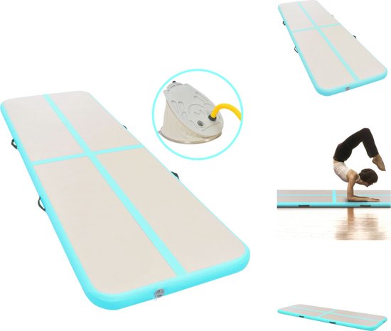 vidaXL Opblaasbare Sportmat - Grote en duurzame gymnastiekmat - Schokabsorberend - anti-slip en waterdicht - 600x100x10 cm - Met pomp - Yogamat van vidaXL