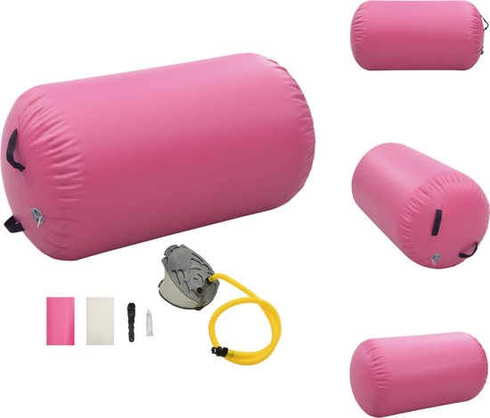 vidaXL Opblaasbare Sportrol - Yoga Mat - Schokabsorberend - Antislip - Waterdicht - Groot - 100 x 60 cm - Roze - Yogaset van vidaXL