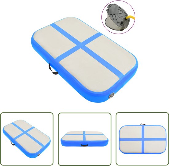 vidaXL Pvc Mat - Gymnastiekmat - Gymnastiekmat met pomp opblaasbaar 60x100x10 cm PVC blauw - Trainingsmat - Yogamat - Fitnesssport van Merkloos