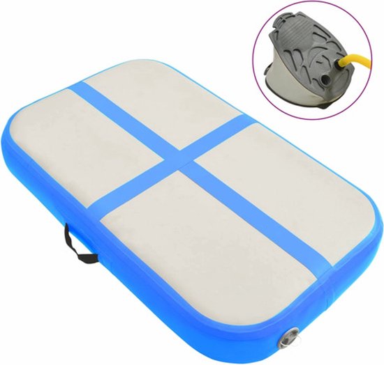 vidaXL Pvc Mat - Gymnastiekmat - Gymnastiekmat met pomp opblaasbaar 60x100x15 cm PVC blauw - Sportmat - Yogamat - Fitnesssport van Merkloos