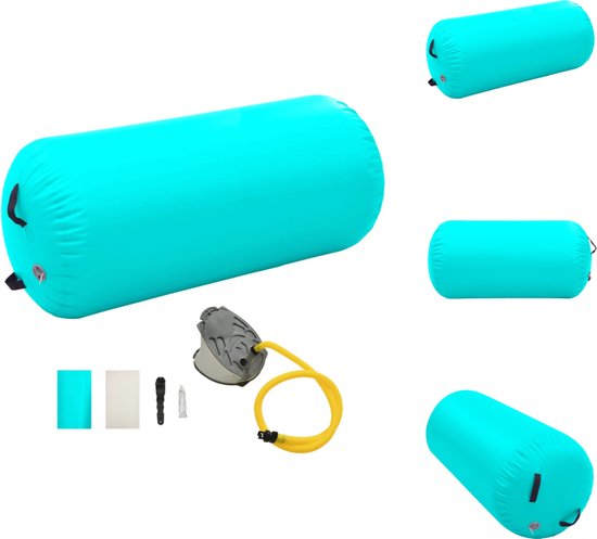 vidaXL Sportrol - Opblaasbaar - PVC - Hoge-dichtheid - Schokabsorberend - Antislip - Waterdicht - Groen - 120 x 90 cm - Yogaset van vidaXL