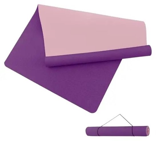 VIEMAE Yogamat - Yoga mat extra dik - Yogamat extra breed - Fitnessmat - Anti-slip - Incl draagriem - 190x100x0.6cm - Paars, roze