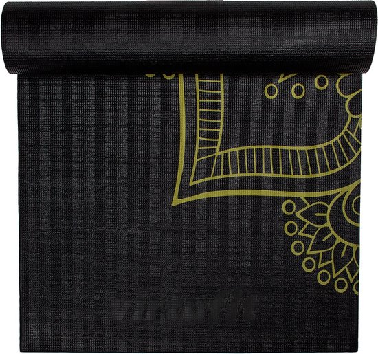 VirtuFit Premium Yoga Mat - Anti-slip - Dik (4 mm) - 183 x 61 x 0,4 cm - Onyx Black Mandala van VirtuFit