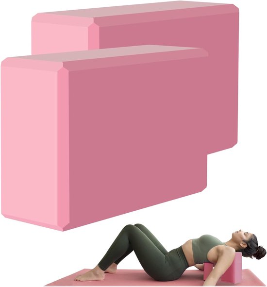 Vitdipy - Yoga Blok - 2 stuks - EVA Foam - Yoga Equipment - Hard foam blokken - Yoga & Pilates - 22*15.7*7.5 cm - Roze van Vitdipy