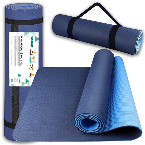 Vitolog - Anti-slip Yogamat - TPE - 180x60 cm - Draagriemen van Merkloos