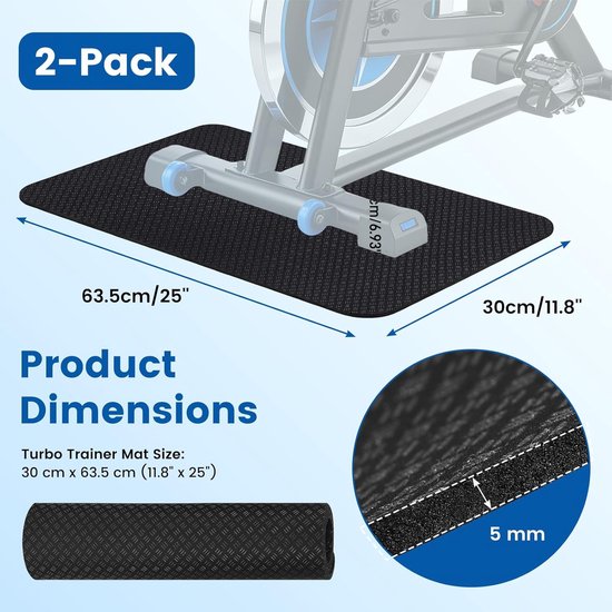 Vloerbeschermingsmatten voor Fitnessapparaten - Antislip Dubbelzijdig - 30 x 63,5 x 0,5 cm van Merkloos