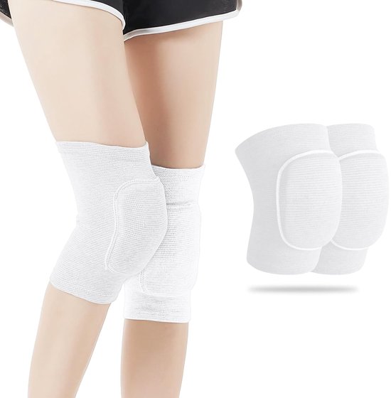 Volleyball knie- en elleboogbescherming, inclusief knie- en elleboogbescherming. Afmetingen [ongeveer 85-120 kg] (wit)