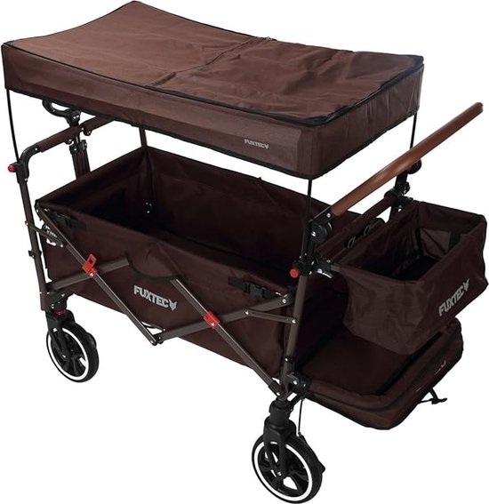 VORLOU - FUXTEC Foldable Handcart CT850 - Purple with Roof - Incl. Rear Bag, Extendable Handle & Extra Storage Space - Ideal for Garden & Family Adventures on Hard Surface! van VORLOU