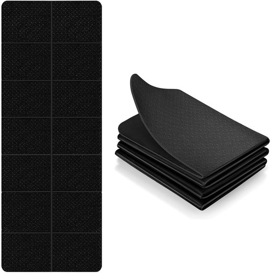 Vouwbare Yogamat Antislip Lichtgewicht Fitnessmat voor Reizen, Pilates en Yoga - 183 x 61 x 0.6 cm, Leer Roze (Zwart)