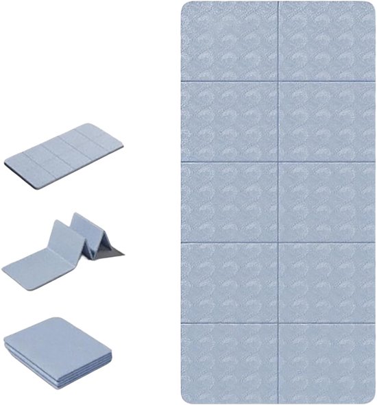 Vouwbare Yogamat - Fitnessmat Voor Pilates-Dubbelzijdig Antislip - Waterdicht En Scheurvast Ontwerp- 183x80x0.8cm-Voor Reis Camping Thuisgebruik-Blauw
