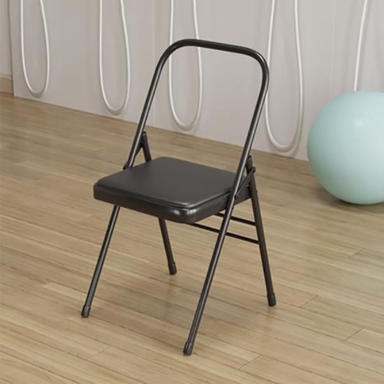 Vouwbare Yogastoel voor Extra Comfort, Ideaal voor Iyengar Yoga, Draagbaar en Stevig, 80 x 47 x 44 cm (Zwart)