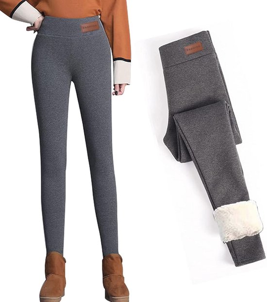 Vrouwen Lange Winter Leggings, Gevoerde Thermoleggings, Hoge Taille, Dikke Fleece Broek, Slim Fit, Sportleggings voor Dames van Merkloos