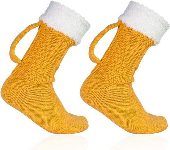 VVGoods - Grappige sokken in de vorm van bierkan - Antislip sokken - Creatieve geschenksokken - Geel - Medium