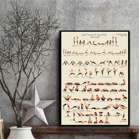 Wanddecoratie Poster - Canvas Schilderij - Yoga Kamer Decoratie - Ingelijst Modern Design - 50x70cm - Multicolor