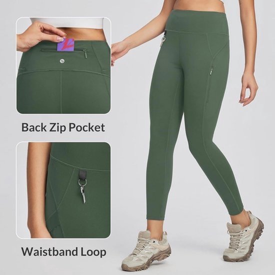 Wandelen Leggings voor Vrouwen met 3 Zakken - Hoge Taille Sneldrogend voor Outdoor Gym