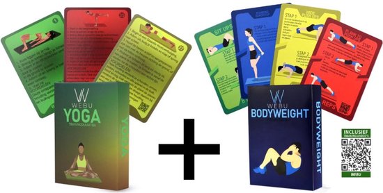 WEBU 51 Yoga Trainingskaarten + 51 Bodyweight Workout Kaarten - Incl. Professionele Video’s - Fitness - Yoga - Crossfit - Mat - Pilates - Thuis Sporten van WEBU