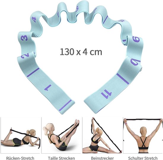 weerstandsgordel met 11 ringen, verstelbare fitnessband voor yoga, pilates en training, stretching voor volwassenen en kinderen, dans, gymnastiek en thuisrevalidatie
