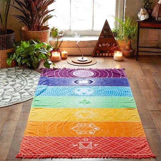 Wellness-House - Meditatie Kleed Chakra Mala - Meditatie - Yoga Kleed - Chakras Kleed - Zen Wandkleed - Wandkleed - 75 x 150 cm - Zen - Cadeau van Wellness-House