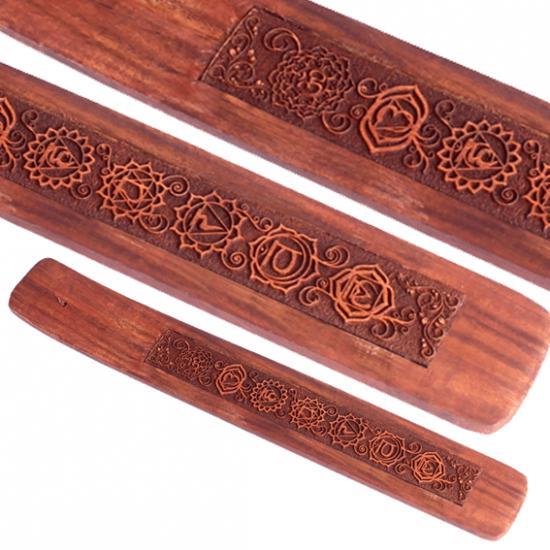Wierookplankje 7 chakra's - 25x4 - Hout - S van Mango Moments