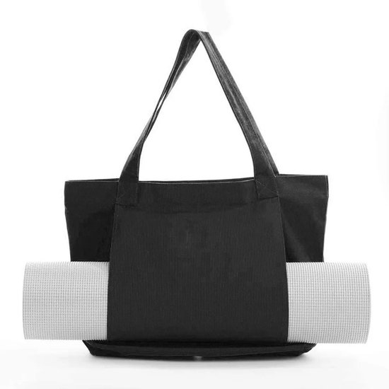 WiseGoods Luxe Yogatas Met Grote Capaciteit - Canvas Schoudertas Voor Yogamat - Outdoor Gym & Reizen - Sport Accessoires - Zwart