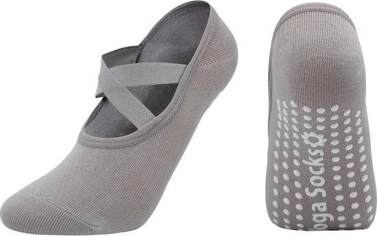 Without Lemon - Pilates Sokken - Yoga - Antislip - Sportsokken - Sporten - Elastic - Comfort - One Size (Maat 36-41) - Grijs van Merkloos
