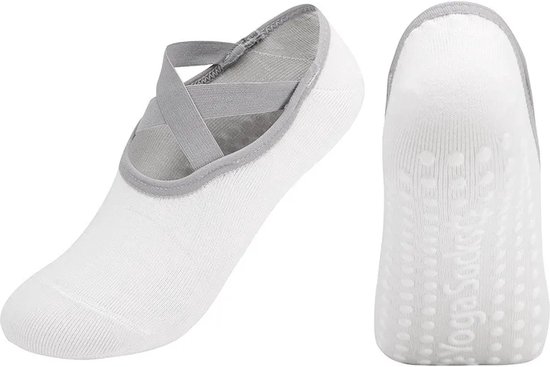Without Lemon - Pilates Sokken - Yoga - Antislip - Sportsokken - Sporten - Elastic - Comfort - One Size (Maat 36-41) - Wit van Merkloos