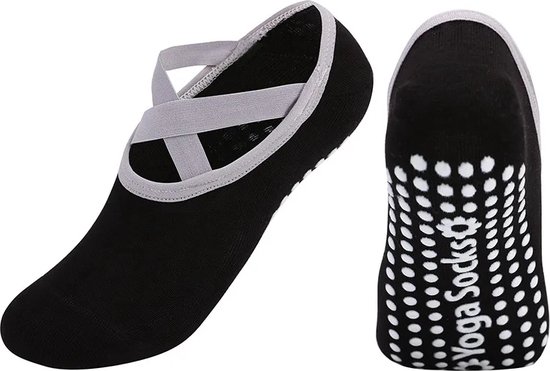Without Lemon - Pilates Sokken - Yoga - Antislip - Sportsokken - Sporten - Elastic - Comfort - One Size (Maat 36-41) - Zwart van Merkloos