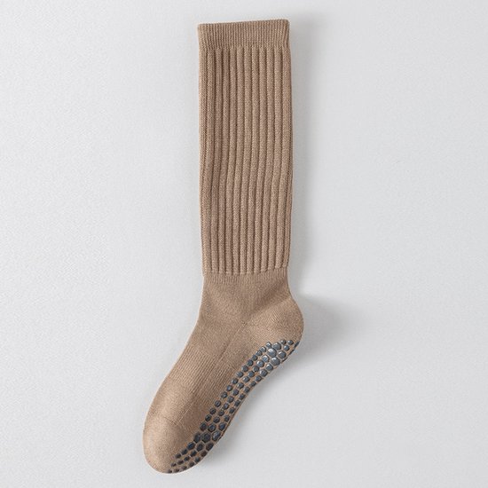 Without Lemon - Yoga/Pilates Sokken - Antislip - Mid calf sokken - Sporten - One size - (Maat 36-40) - 1 paar - Kaki van Merkloos
